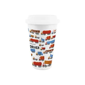 Lorry Driver Ceramic Travel Mug - Novelty Truck Driving Themed Gifts/Presents - Double-Walled Insulated Hot/Cold Drinks Cup