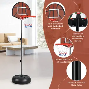 COSTWAY Kids Basketball Hoop with Dart Board & Fillable Base 1.8 M Height Adjustable Basketball Stand