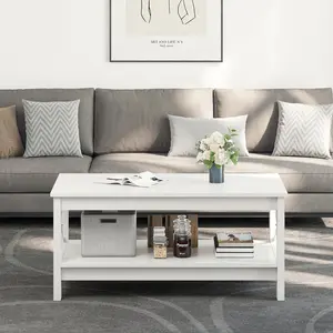 O'Kean 4 Legs Coffee Table with Storage White / Walnut 