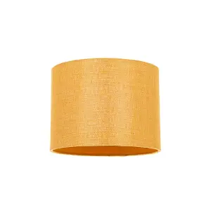 Modern Ochre Linen Fabric Small 8 Drum Lamp Shade with Matching Cotton Lining