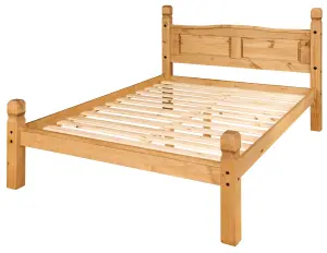 Corona Double Bed Frame Low Foot End 4ft6 Solid Mexican Pine Bedroom