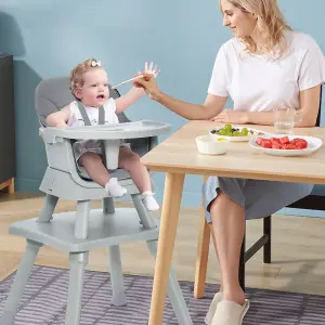 Costway 6-in-1 Baby High Chair Infant Feeding Chair Kids Stool w/Removable Tray & Cushion