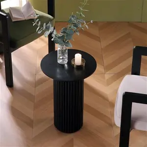 Maru Oak Round Side Table, Black - Daals - Side Tables