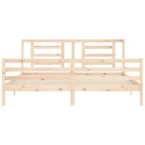 Berkfield Bed Frame with Headboard Super King Size Solid Wood