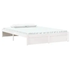 Berkfield Bed Frame White Solid Wood 135x190 cm Double