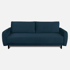 Roma 3 Seater Sofa Bed with Storage - Dark Blue (VELUTTO11)