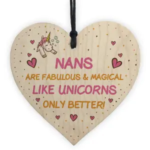 Nan Plaque Wooden Heart Funny Nan Gift For Birthday Christmas Unicorn Plaque Thank You