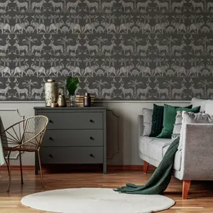 Sublime Charcoal Gold effect Elephant Smooth Wallpaper