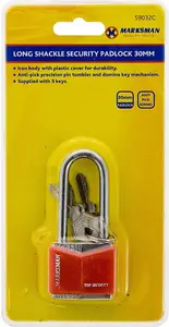 Set Of 2 30mm Long Shackle Padlock With 3 Keys Heavy Duty Secure Lock