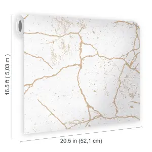 Superfresco Kintsugi White Gold effect Smooth Wallpaper