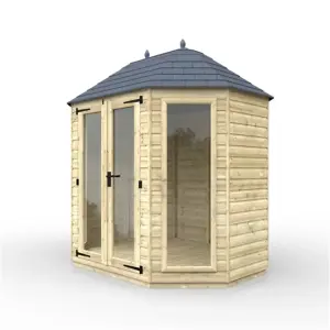 8ft x 6ft (2410mm x 1810mm) Horsforth Elite Pressure Treated Shiplap Octagonal Summerhouse With 2 Full Pane Windows