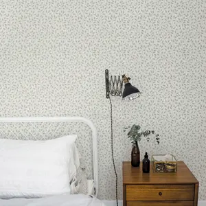 Galerie Apelviken Cream Silver Grey Leaf Trail Smooth Wallpaper