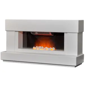 Adam Verona Fireplace Suite in Pure White, 48 Inch