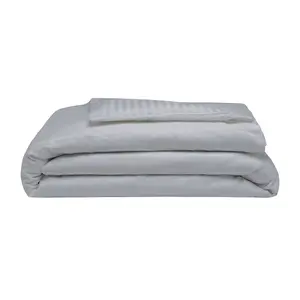 Belledorm 540 Thread Count Satin Stripe Duvet Cover Set Platinum (Kingsize)