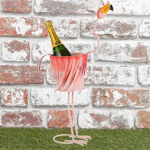 URBNLIVING Metal Flamingo Champagne Bucket Ice Bowl Cooler Party Garden Drinks