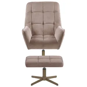 Armchair MOLLE with Footstool Velvet Beige