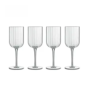 Luigi Bormioli Bach Clear Geometric Crystal Dishwasher Safe Red Wine Glasses Set Large Size Pack of 4