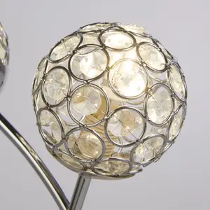 2LT CHROME TABLE LAMP WITH GLASS BEAD BALL SHADE