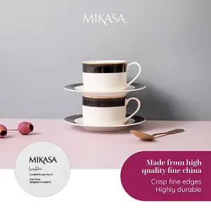 Mikasa Luxe Deco Set of 2 200ml Teacups & Saucers