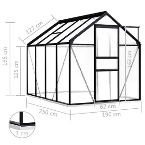 Berkfield Greenhouse with Base Frame Anthracite Aluminium 4.75 m2