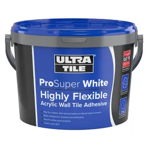 UltraTile ProSuper White Ready Mixed Water-Resistant Wall Tile Adhesive, 15kg