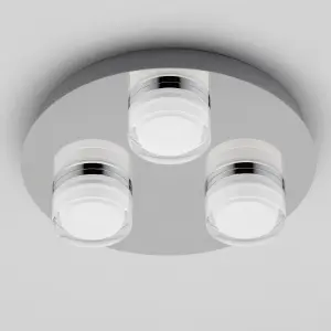 Litecraft Bolton Chrome 3 Light LED Bathroom Ceiling Spotlight Plate