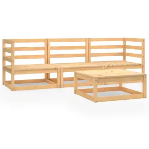 4 Piece Garden Lounge Set Solid Wood Pine