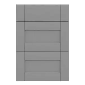 GoodHome Alpinia Painted Matt slate grey wood effect Drawer front, Pack of 3 (H)715mm (W)497mm (T)18mm