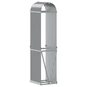 Log Holder Light Grey 40x45x170 cm Galvanised Steel