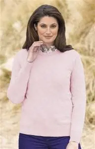 House Of Bruar Ladies Merino Crew Neck - Soft Pink