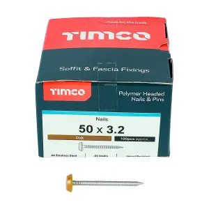 Timco - Polymer Headed Nails - A4 Stainless Steel - Oak (Size 50mm - 100 Pieces)