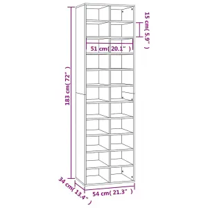 Berkfield Shoe Cabinet Brown Oak 54x34x183 cm Engineered Wood