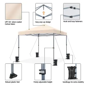 Yaheetech Beige Waterproof 3 x 3m Pop-up Canopy