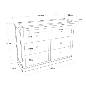 Lucca 6 Drawer Chest of Drawers Wood Knob