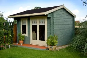 Shire Marlborough 12x12 ft & 1 window Apex Wooden Cabin with Felt tile roof - Assembly service included