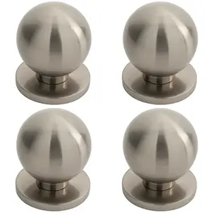 4x Small Solid Ball Cupboard Door Knob 25mm Dia Satin Nickel Cabinet Handle