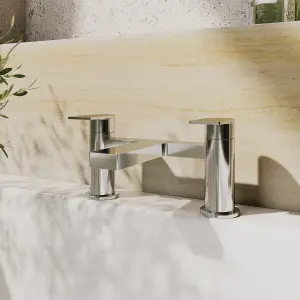 Contemporary Deck Mounted Bath Filler Tap - Chrome - Balterley