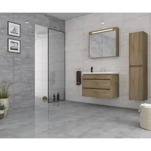 Soleil Light Grey Travertine Effect Glossy 300mm x 600mm Ceramic Wall Tiles (Pack of 10 w/ Coverage of 1.8m2)