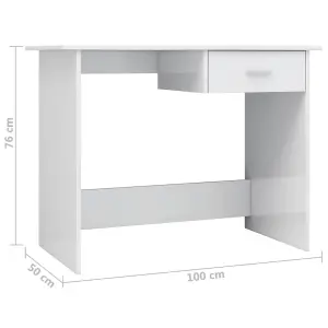 Berkfield Desk High Gloss White 100x50x76 cm Engineered Wood