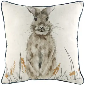 Evans Lichfield Oakwood Hare Piped Feather Filled Cushion