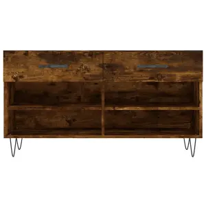 Berkfield Shoe Bench Smoked Oak 102x35x55 cm Engineered Wood