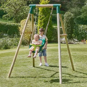 Rebo Wooden Garden Swing Set with Baby Seat - Pluto Green