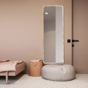 Kallas Metal Flat Wall Mirror Satin Brass/bevel edge