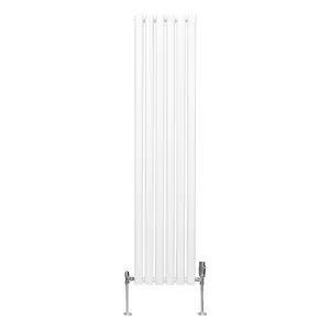 Oval Column Radiator & Valves - 1600mm x 360mm - White