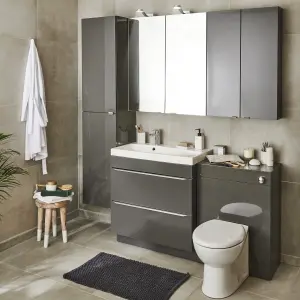 GoodHome Imandra Gloss Anthracite Wall-mounted Bathroom Vanity unit (H) 600mm (W) 800mm