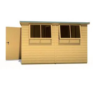 Shire Norfolk Workshop Pent Shed 10x10 Double Door 19mm Loglap Style A