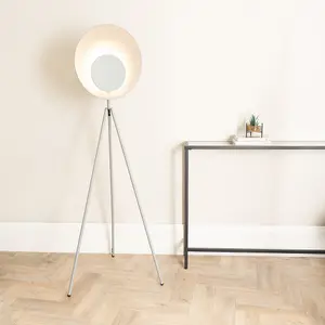 ValueLights Saffy Matt Grey Metal Integrated LED Tripod Metallic Shade Floor Lamp