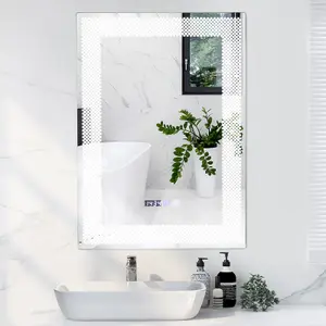 Costway Bathroom Led Vanity Mirror Dimmable Vanity Wall Mirror w/3 Colors Lights