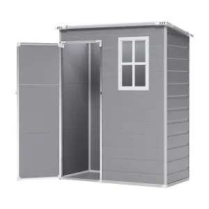 5 x 3 ft Pent Plastic Shed Garden Storage Shed with Floor and Window,Grey