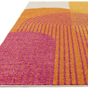 Orange Funky Modern Easy to Clean Abstract Rug For Dining Room -80cm X 150cm